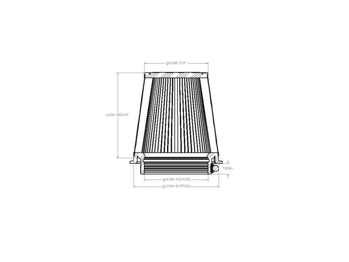 aFe Momentum Intake Replacement Air Filter w/ D2 Dura-Dry Media - Flange Inside Diameter 4.50 in, Base Diameter 6 in