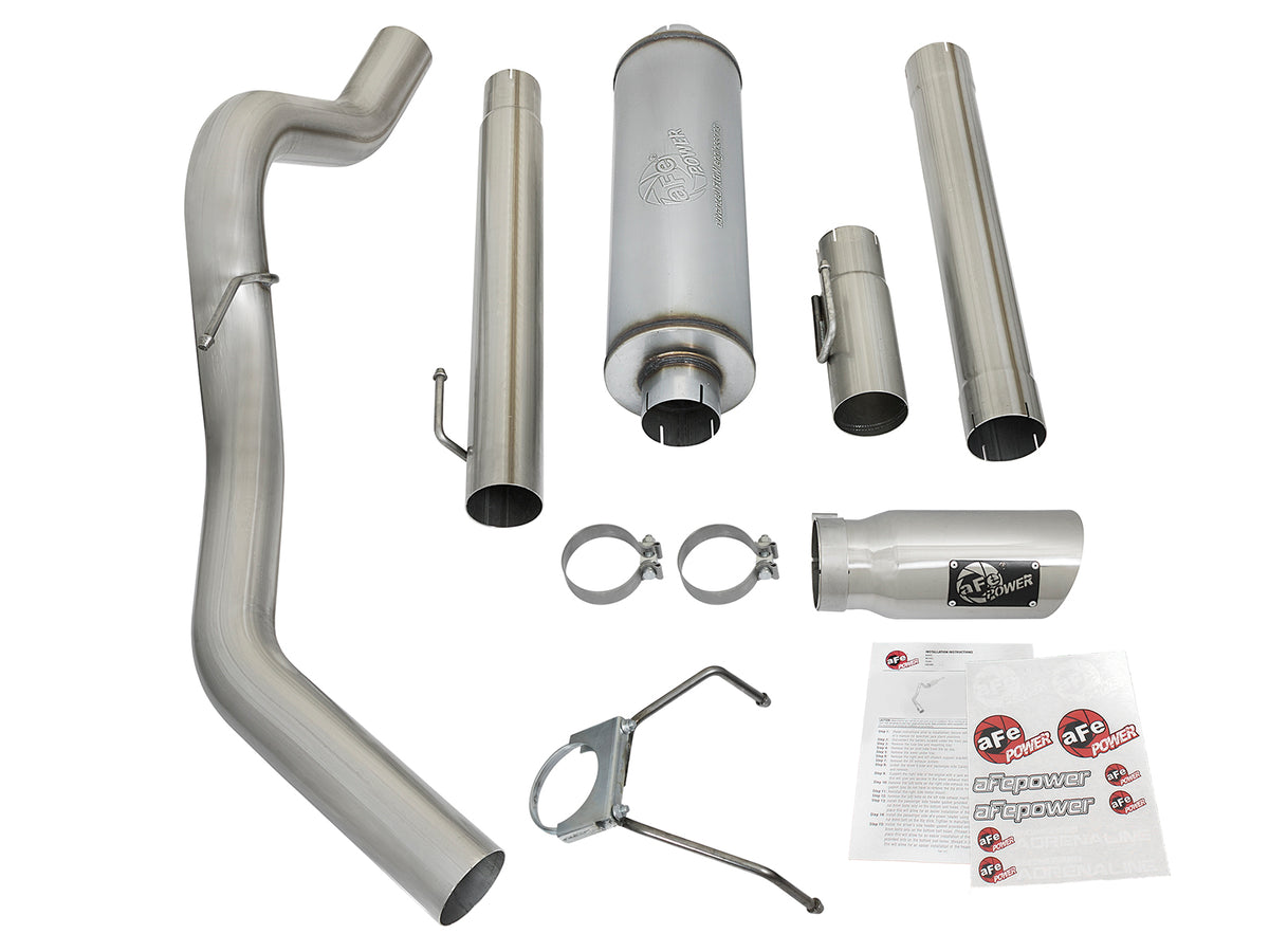 aFe Large Bore-HD 4 IN 409 Stainless Steel Cat-Back Exhaust System w/ Polished Tip - Dodge 2003-2004 5.9L
