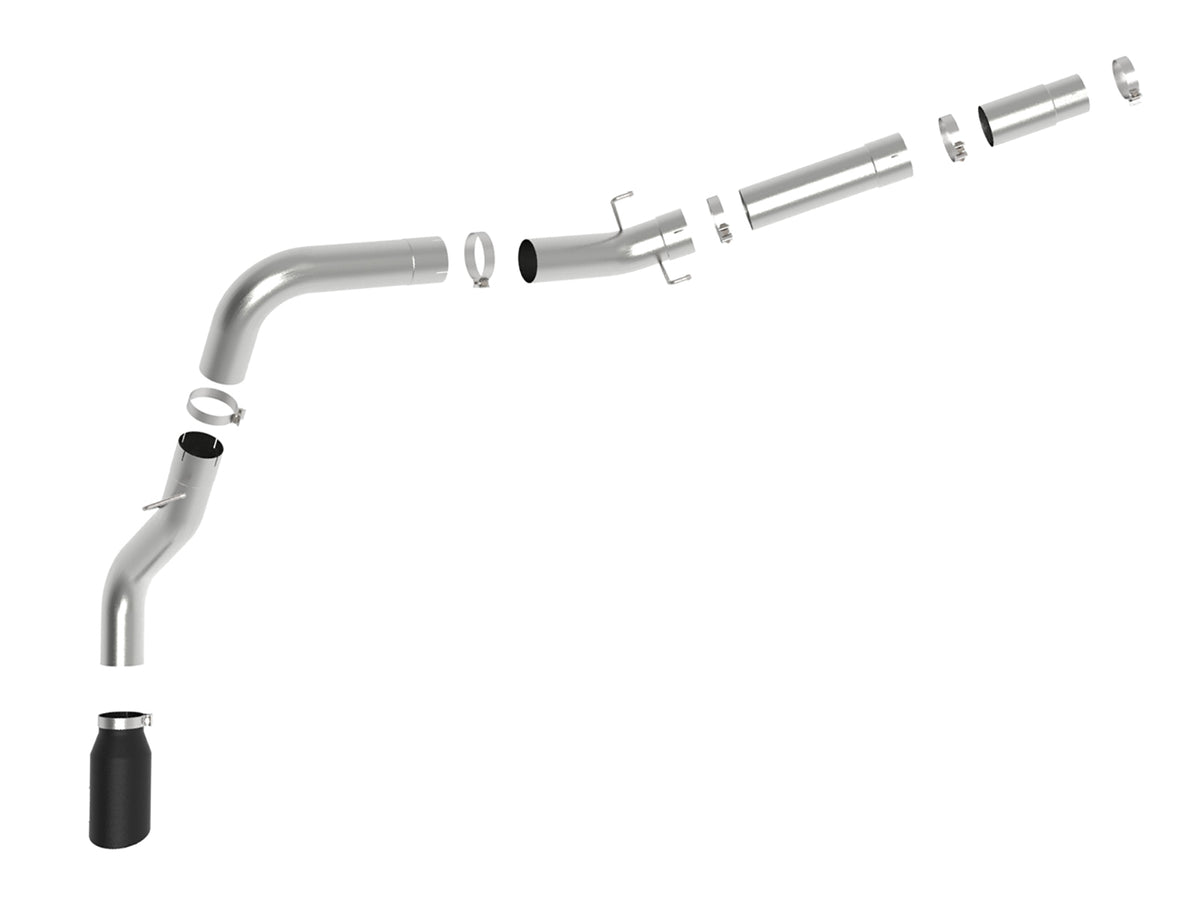 aFe Large Bore-HD 5 IN 409 Stainless Steel DPF-Back Exhaust System w/Black Tip - Ram 2019-2026 6.7L - Tip Cut Slash Cut