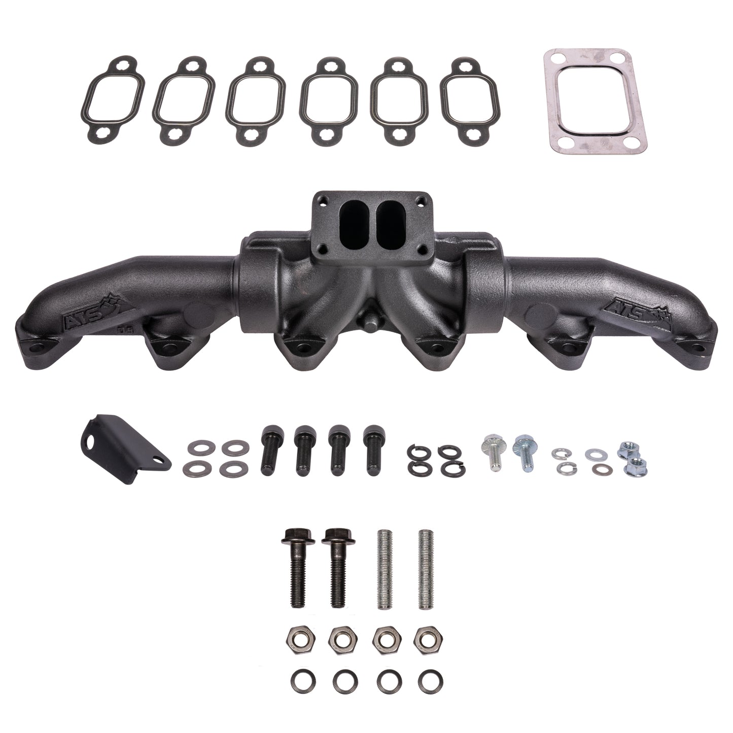 ATS Pulse Flow Exhaust Manifold Kit Fits 1994-Early 1998 5.9L 12V Cummins 3-Pc T3 With Gaskets Turbo Hardware