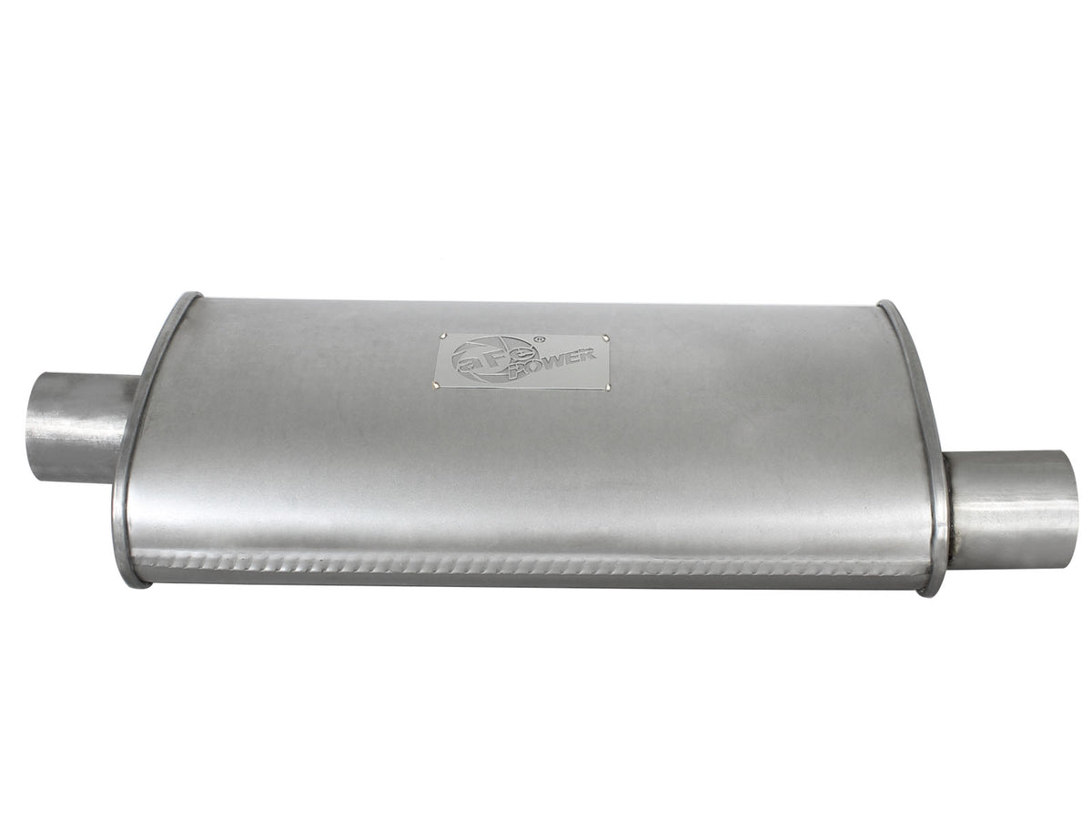 aFe Scorpion Aluminized Steel Pass-Through Muffler - Body Length 18 in, Body Width 9 in