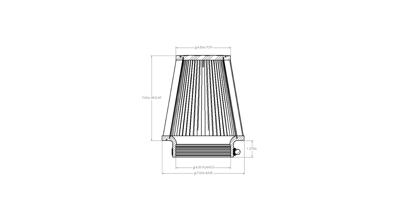 aFe Magnum FORCE Intake Replacement Air Filter w/ Dura-Dry Media - Flange Inside Diameter 4.5 in, Base Diameter 7 in