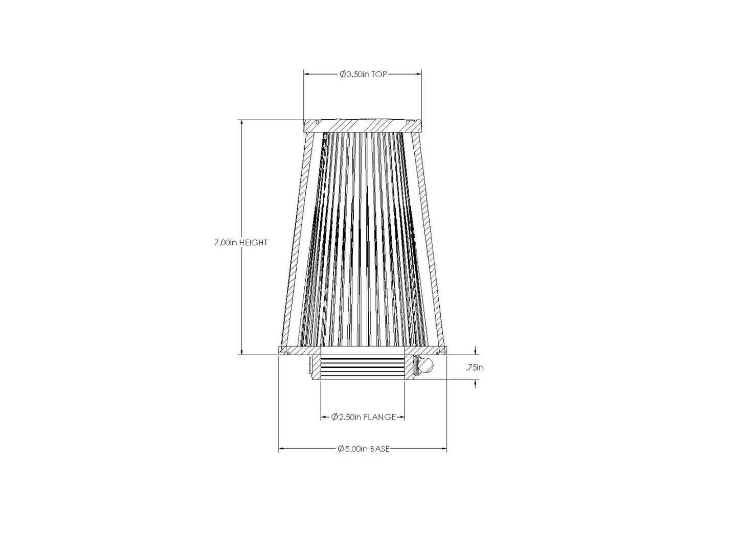 aFe Universal Clamp-On Air Filter w/ D2 Dura-Dry Media - 21-25507V