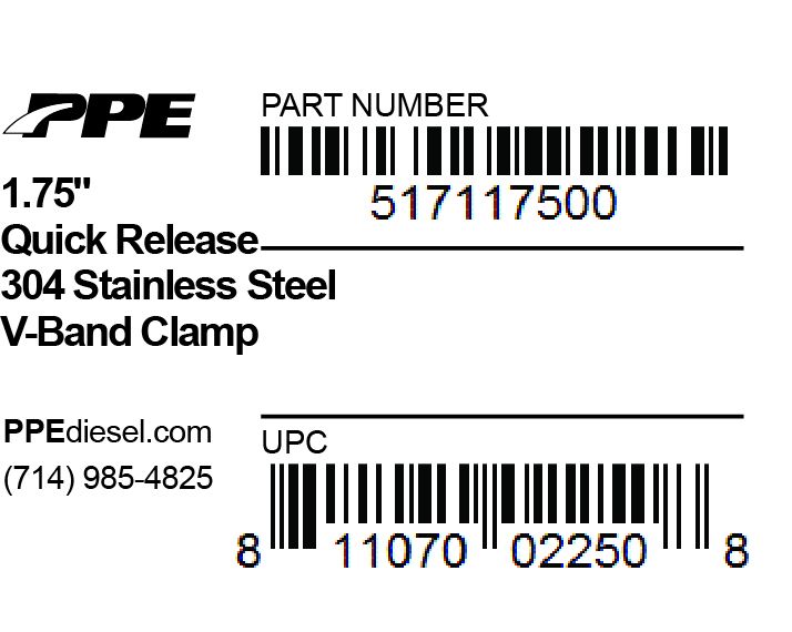 PPE 1.75 Inch V Band Clamp Stainless Steel Quick Release