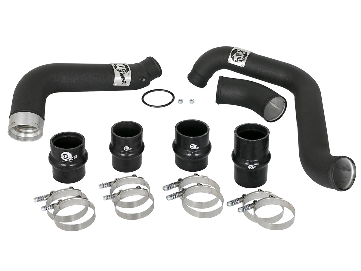 aFe BladeRunner 3 IN & 3-1/2 IN Aluminum Hot and Cold Charge Pipe Kit Black - Chevy/GMC 2017-2019 6.6L
