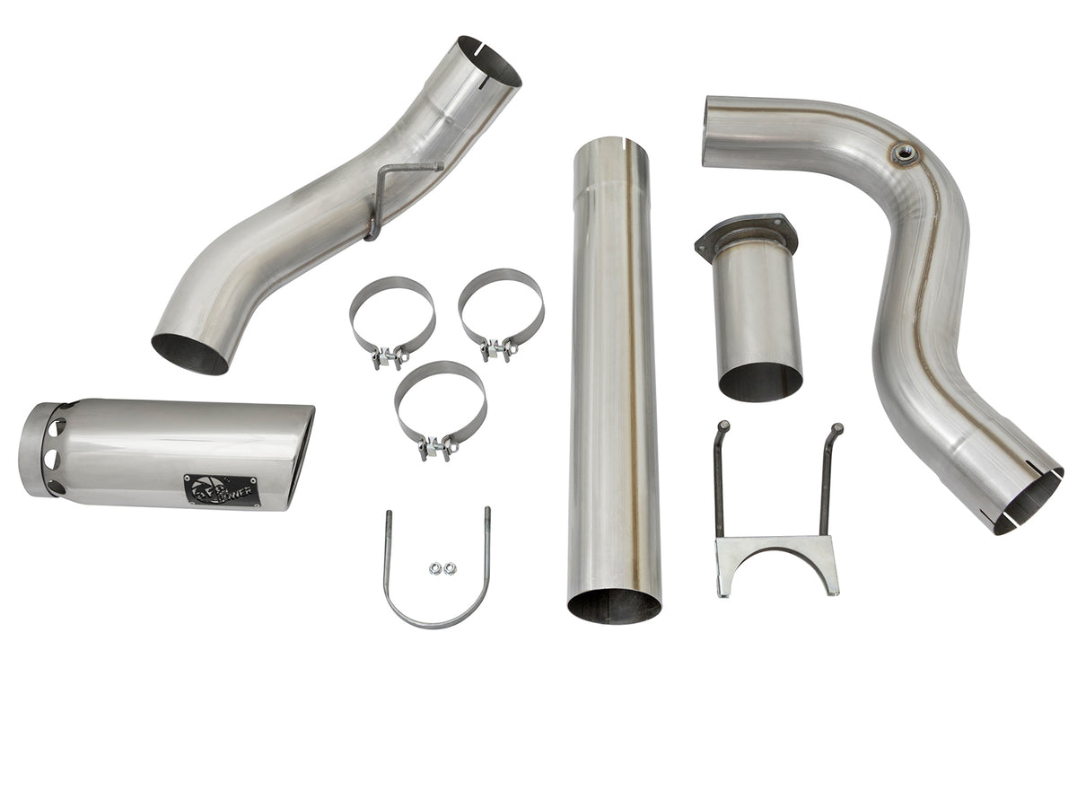 aFe Large Bore-HD 5 IN 409 Stainless Steel DPF-Back Exhaust System w/Polished Tip - Ford 2017-2026 6.7L