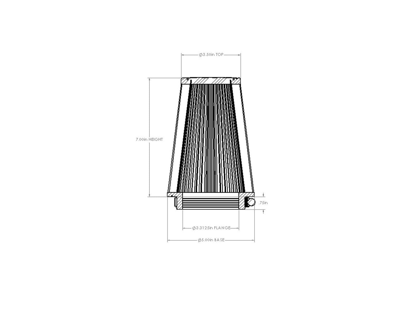 aFe Universal Clamp-On Air Filter w/ D2 Dura-Dry Media - 21-33507V