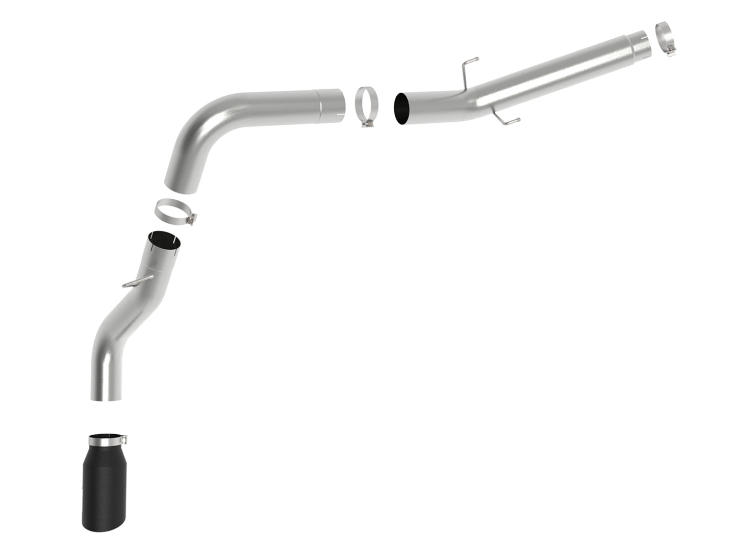 aFe Large Bore-HD 5 IN 409 Stainless Steel DPF-Back Exhaust System w/Black Tip - Ram 2019-2026 6.7L - Tip Cut Slant