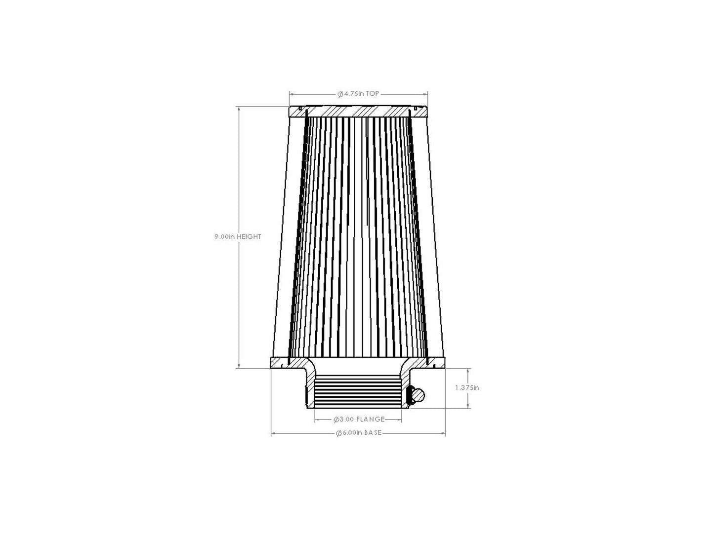 aFe Universal Clamp-On Air Filter w/ D2 Dura-Dry Media - 21-30028V