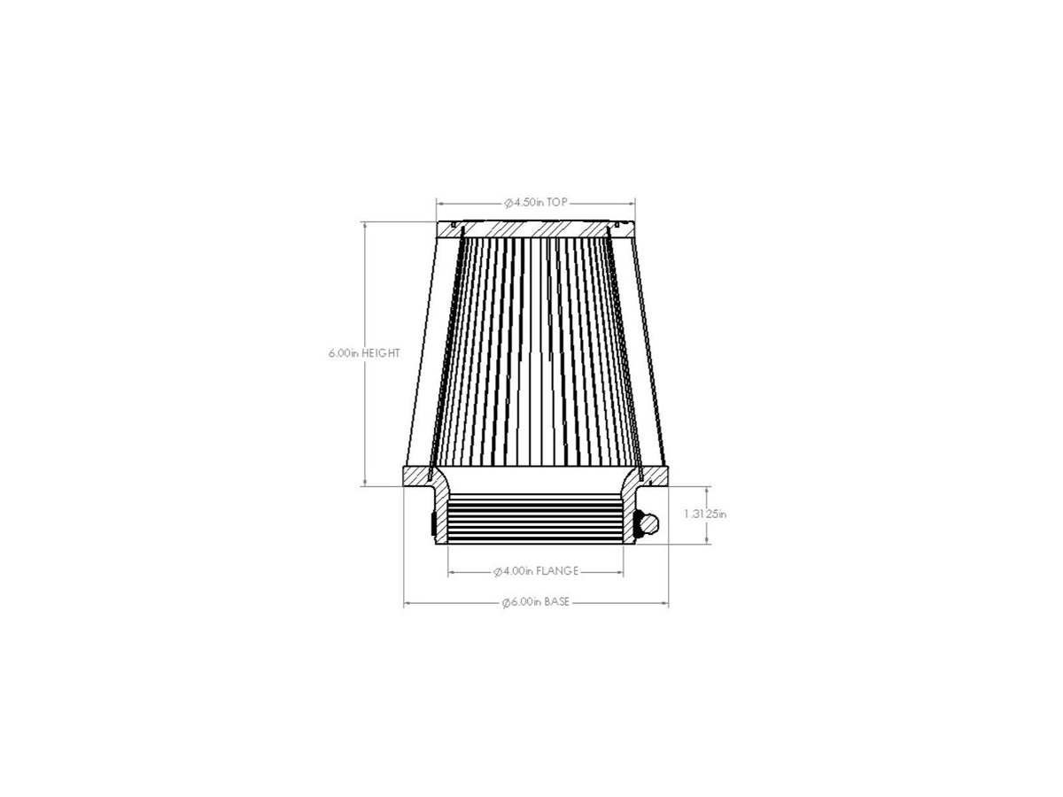 aFe Magnum FORCE Intake Replacement Air Filter w/ Dura-Dry Media - Flange Inside Diameter 4 in, Base Diameter 6 in