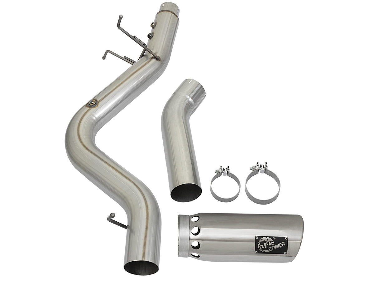aFe ATLAS 4 IN Aluminized Steel DPF-Back Exhaust System w/ Polished Tip - Chevy/GMC 2017-2019 6.6L - 49-04085-P