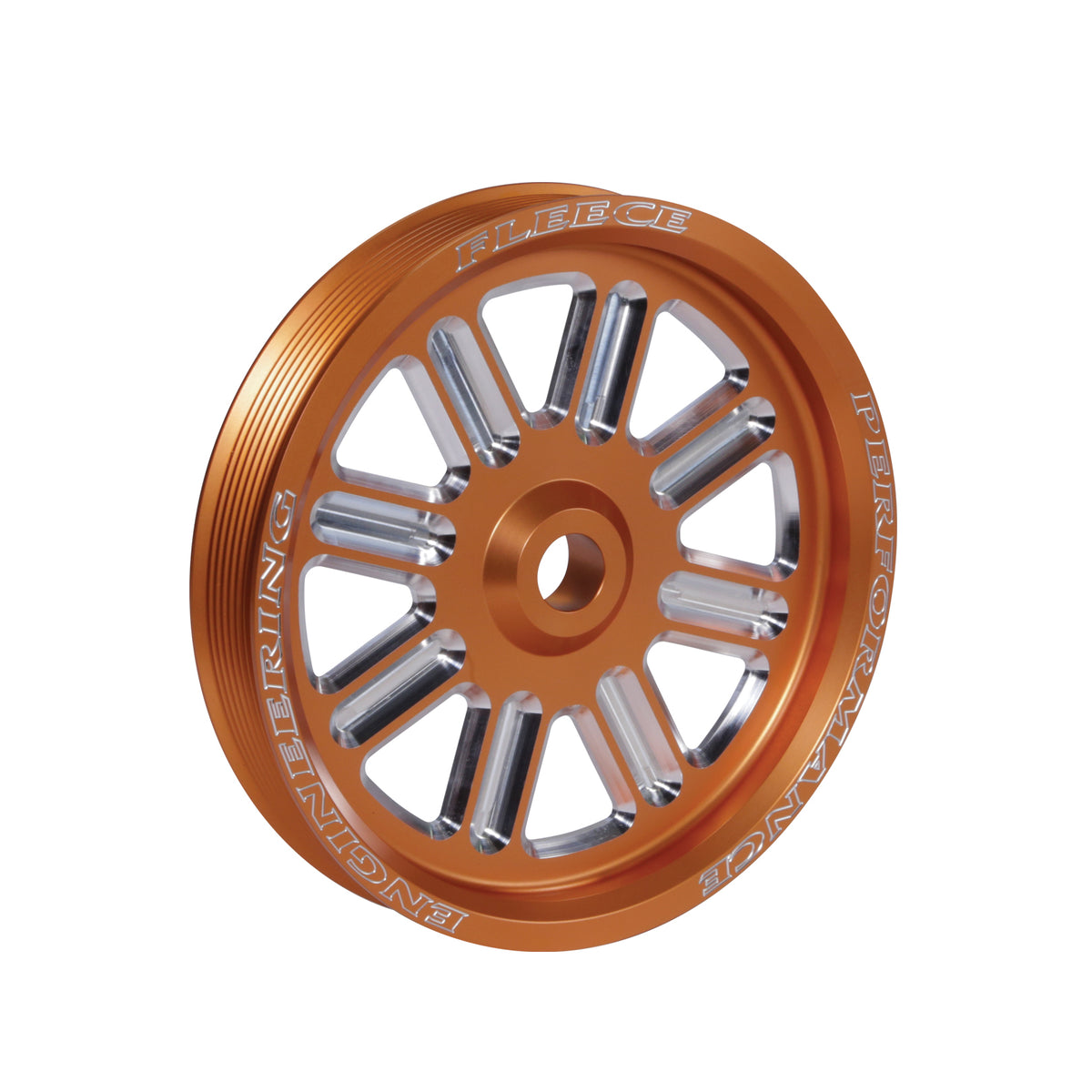 Fleece Cummins Dual Pump Spoke Pulley(for use with FPE dual pump bracket) Orange
