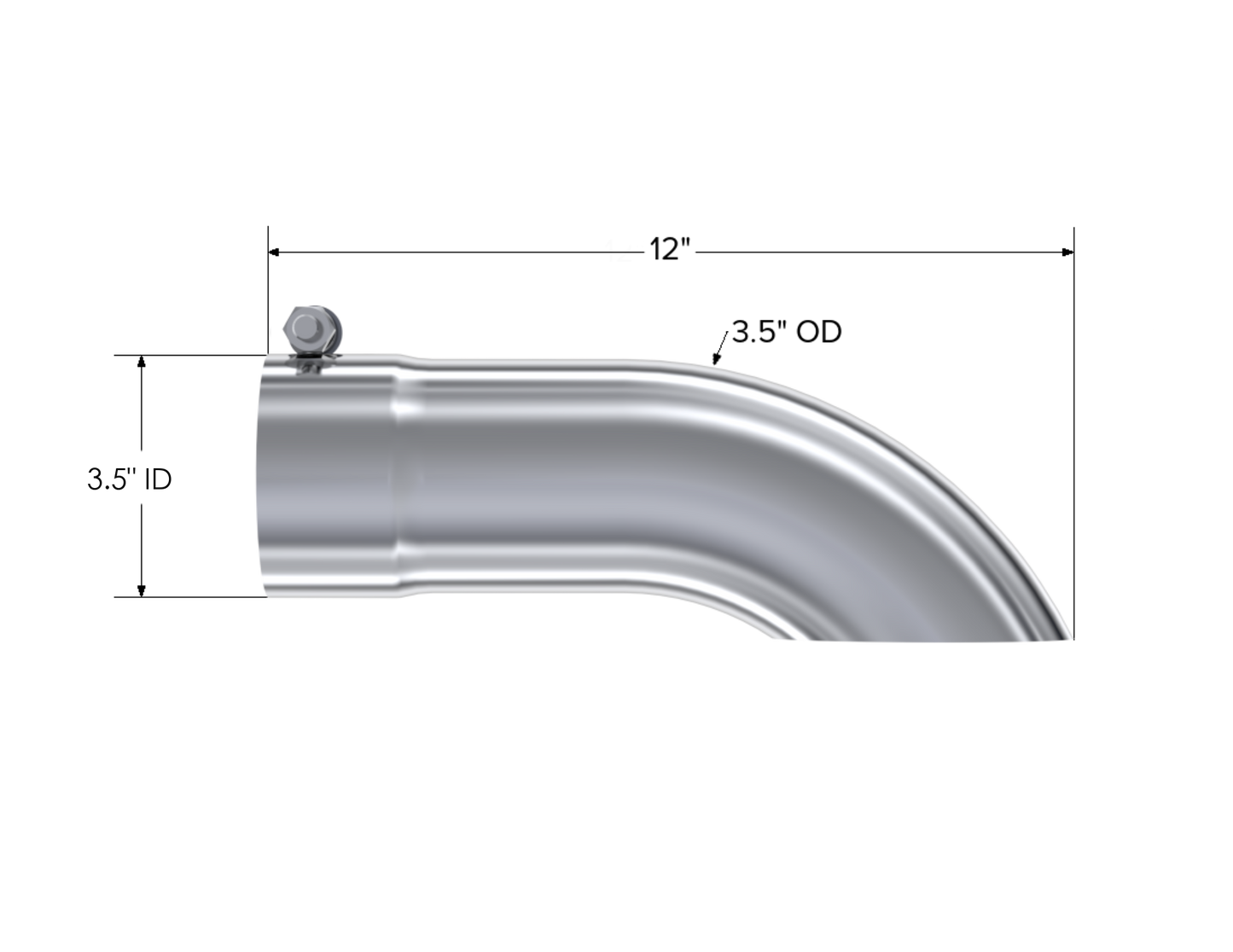 MBRP Tip. 3.5in OD. 3.5in Inlet. 12in Length. Turn Down. T304 T5080
