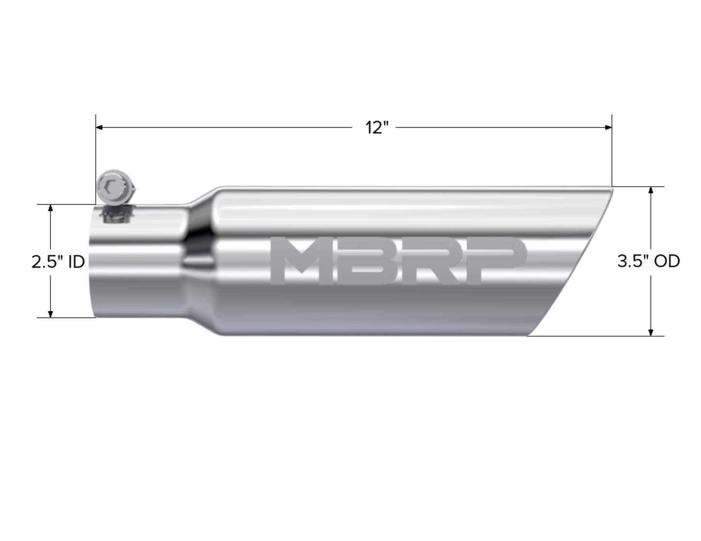 MBRP Tip. 3in. O.D. Dual Wall Angled 2in. inlet 12in. length. T304. T5106