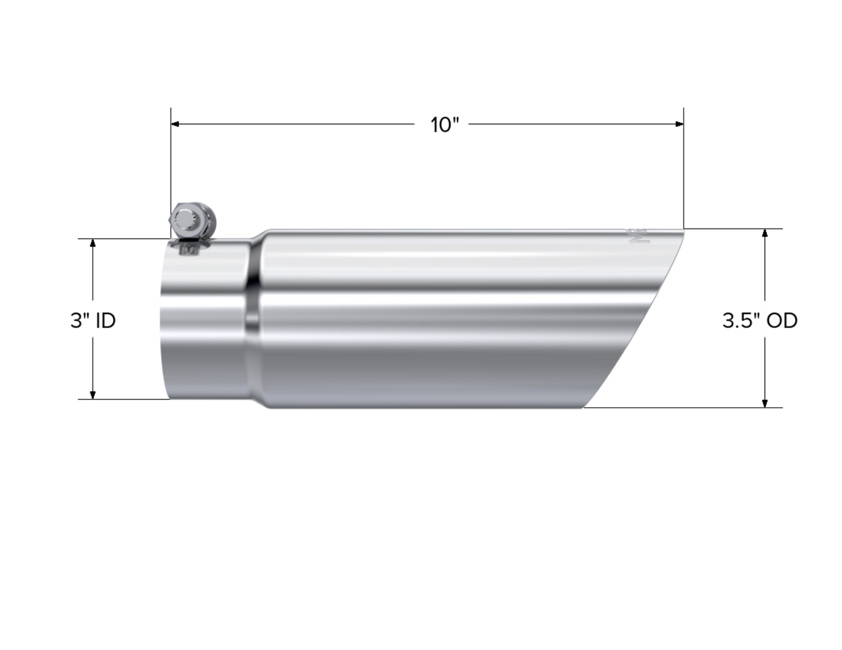 MBRP Tip. 3in. O.D. Dual Wall Angled End 3in. inlet 12in. length. T304 Stainless. T5114