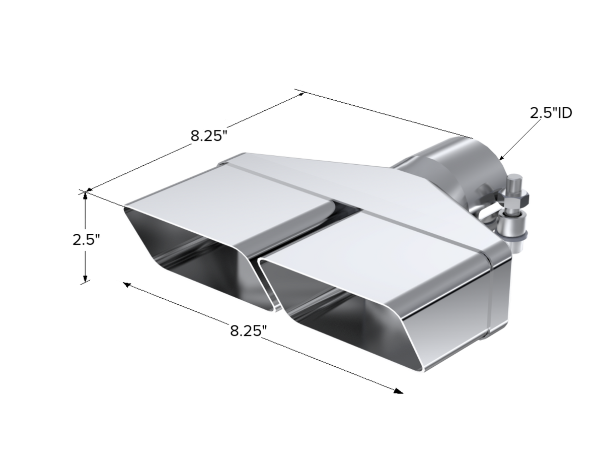 MBRP 8In x 2 1/2in ID. Rectangle. 2 1/2in Inlet. 8 1/4in Length. T304. T5118