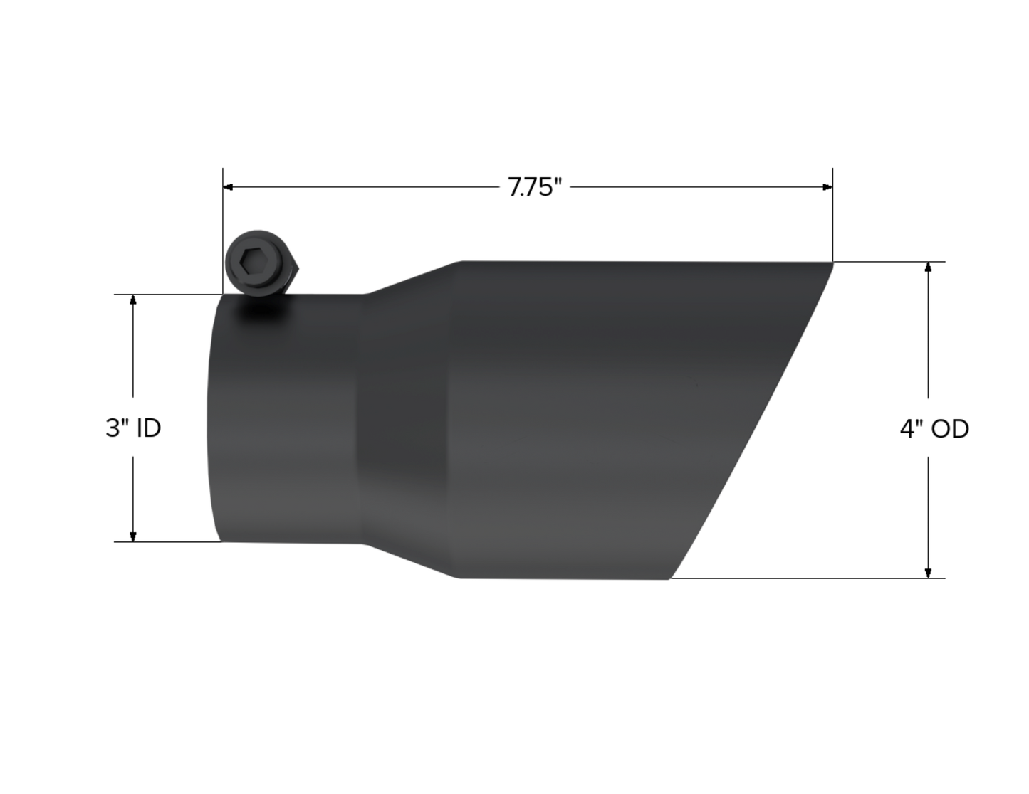 MBRP Tip. 4in. O.D.. Dual Wall Angled. 3in. inlet. 8in. Length. T5122BLK