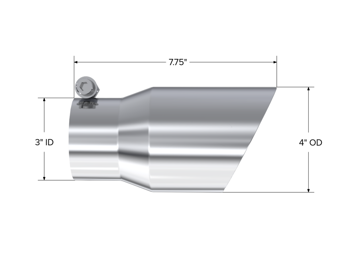 MBRP Tip. 4in. O.D.. Dual Wall Angled. 3in. inlet. 8in. length. T304. T5122