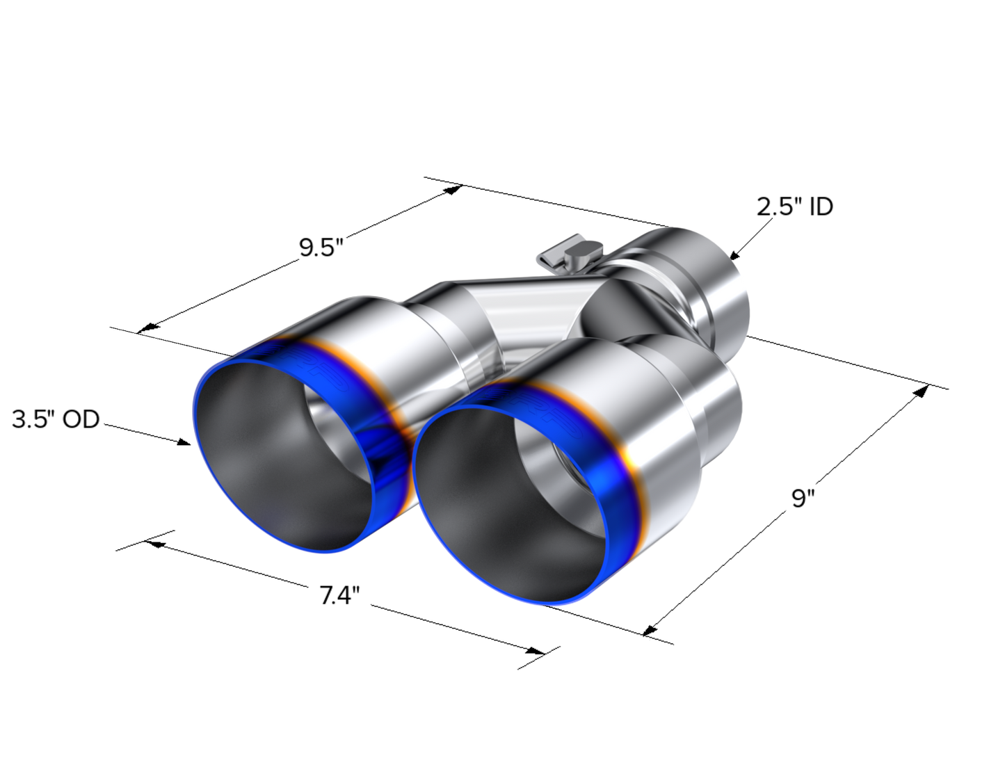 MBRP 2.5" Inlet Exhaust Tip. T304 Stainless Steel, Burnt End. T5170BE