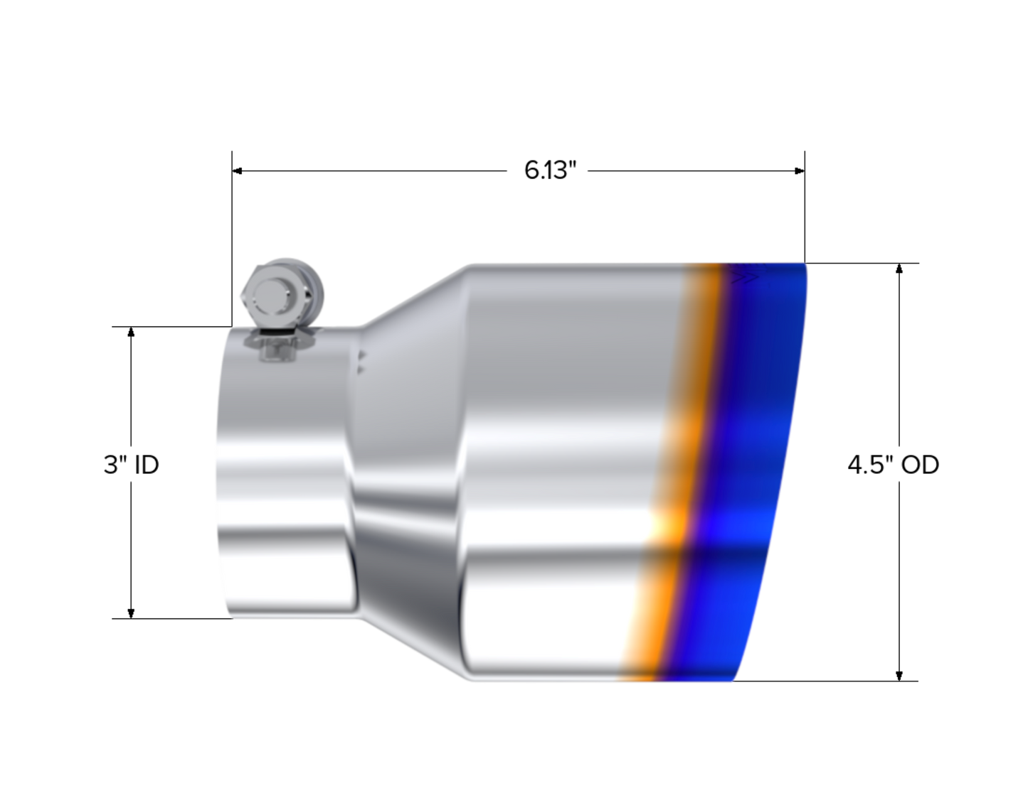 MBRP 3" Inlet Exhaust Tip. T304 Stainless Steel, Burnt End T5180BE