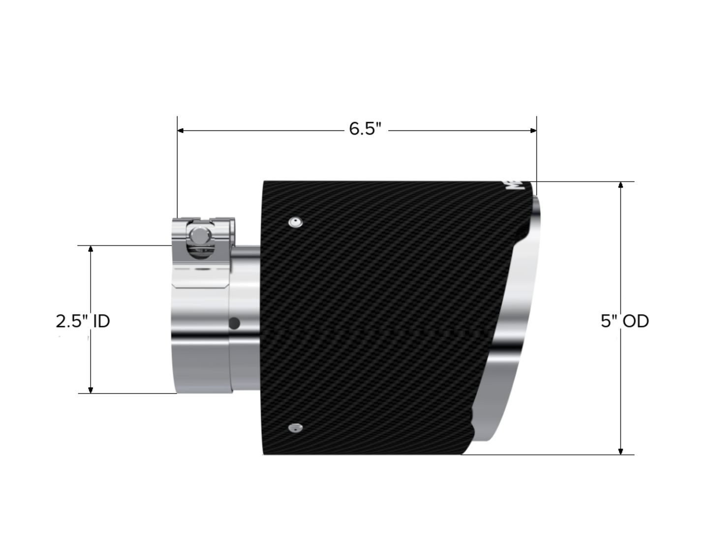 MBRP Tip. 5in. OD Out. 2.5in. ID. 6.5in Length. Dual Wall. CF T304 T5190CF