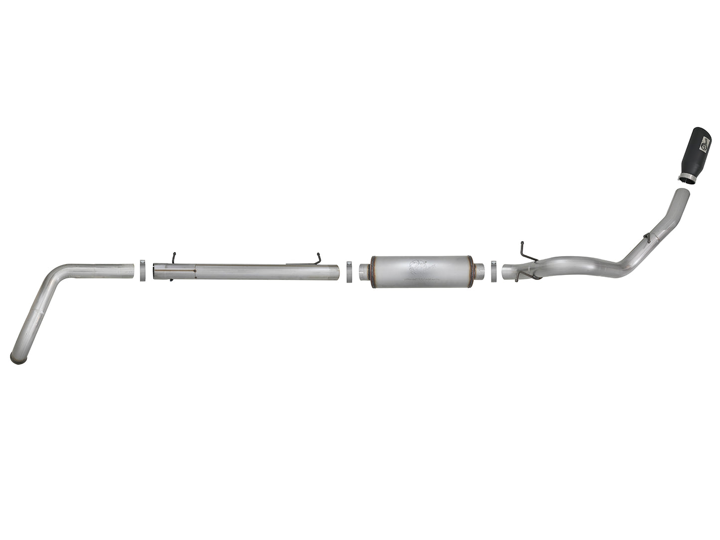 aFe Large Bore-HD 4 IN 409 Stainless Steel Turbo-Back Exhaust System w/ Black Tip