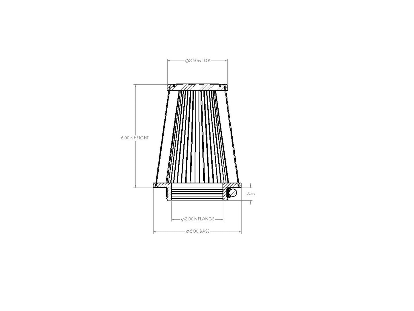 aFe Universal Clamp-On Air Filter w/ D2 Dura-Dry Media - 21-30506V