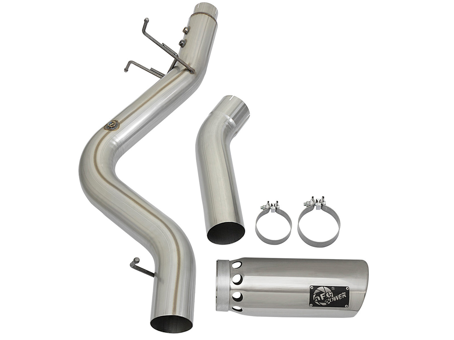aFe Large Bore-HD 4 IN 409 Stainless Steel DPF-Back Exhaust System w/Polished Tip - Chevy/GMC 2017-2019 6.6L
