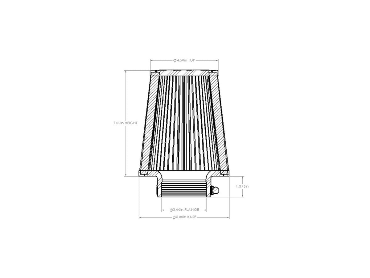 aFe Magnum FORCE Intake Replacement Air Filter w/ Dura-Dry Media - Flange Inside Diameter 3 in, Base Diameter 6 in