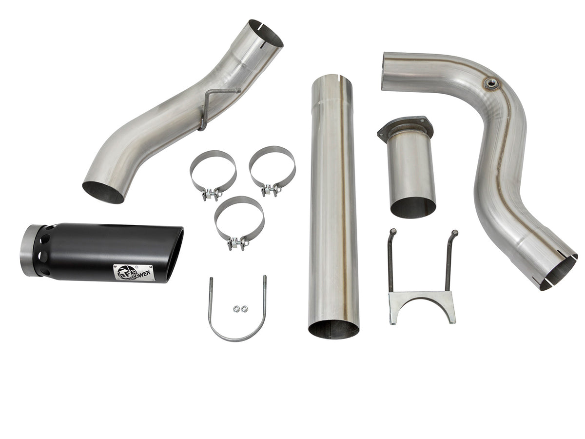 aFe Large Bore-HD 5 IN 409 Stainless Steel DPF-Back Exhaust System w/Black Tip - Ford 2017-2026 6.7L