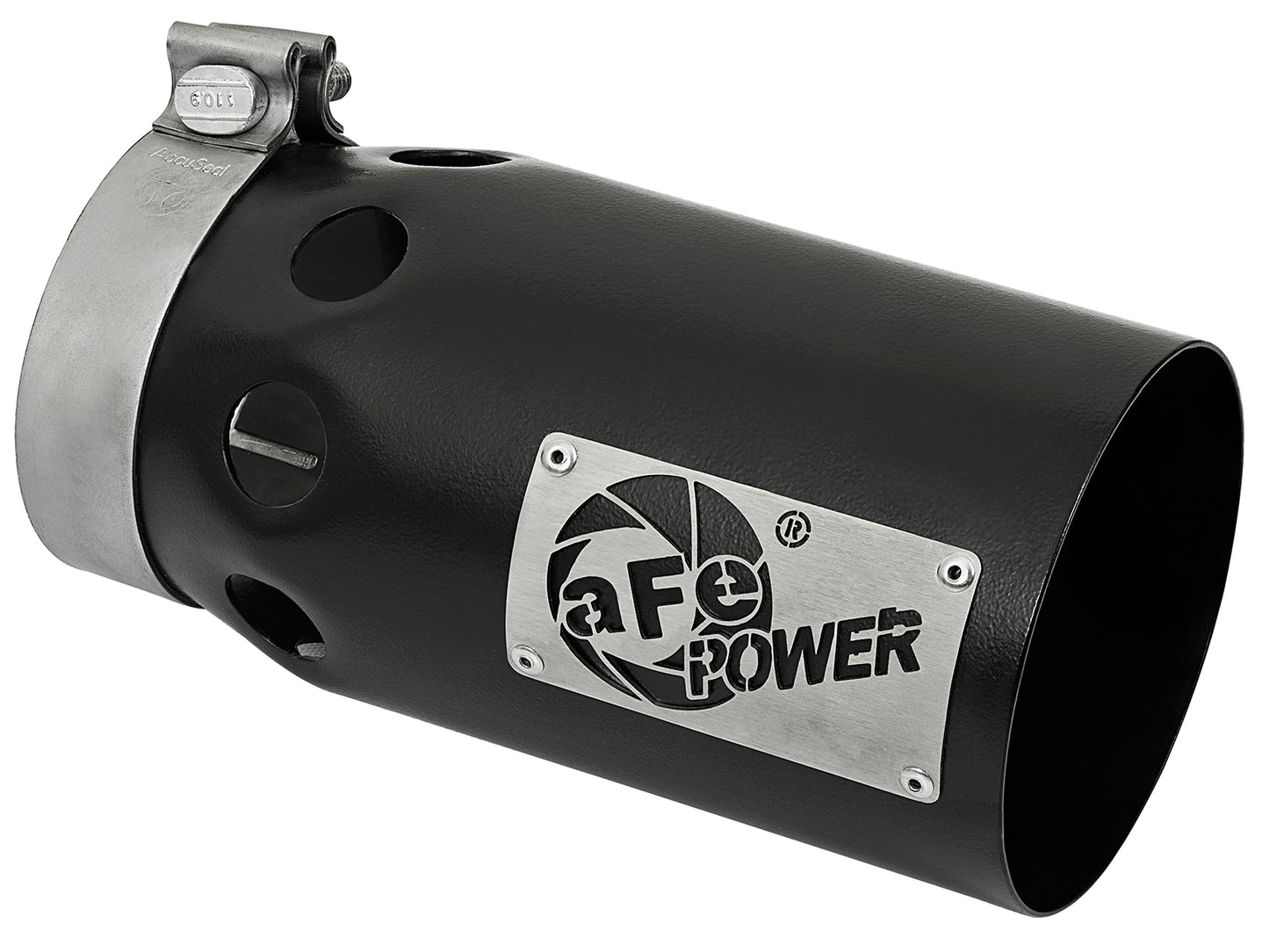 aFe Rebel XD Series 409 Stainless Steel Clamp-on Exhaust Tip Black Right Side Exit