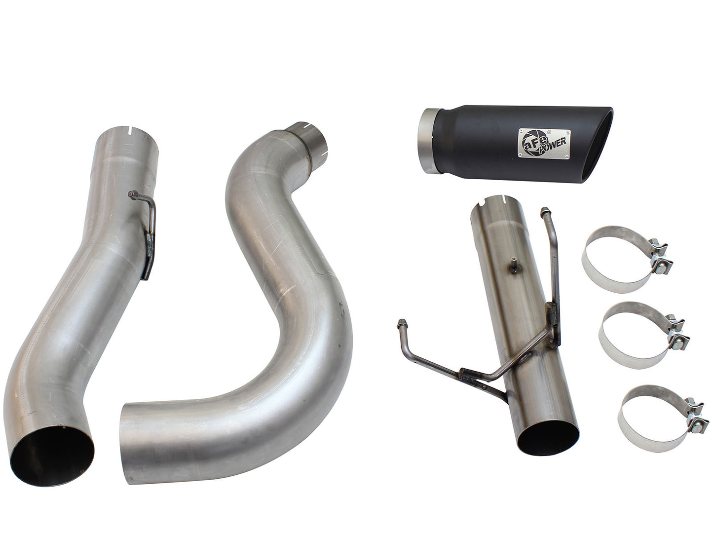 aFe Large Bore-HD 5 IN 409 Stainless Steel DPF-Back Exhaust System w/Black Tip - Ram 2013-2018 6.7L - 49-42051-1B