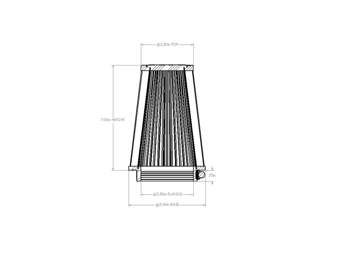 aFe Universal Clamp-On Air Filter w/ D2 Dura-Dry Media - 21-35507V