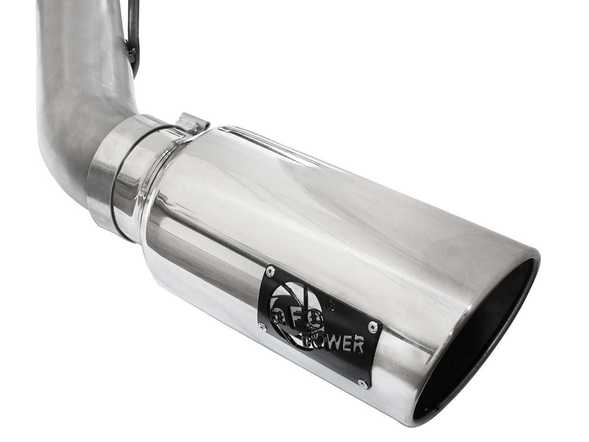 aFe Large Bore-HD 4 IN 409 Stainless Steel DPF-Back Exhaust System w/Polished Tip - Ford 2011-2014 6.7L