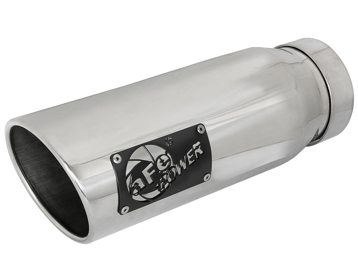 aFe MACH Force-Xp 304 Stainless Steel Clamp-on Exhaust Tip Polished Left Side Exit - 49T40502-P12