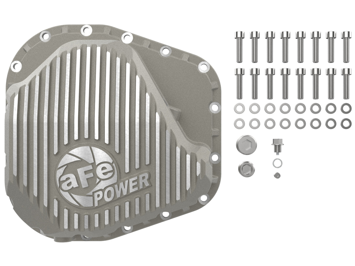aFe Street Series Rear Differential Cover Raw w/ Machined Fins - Ford 2023-2026 6.7L/7.3L