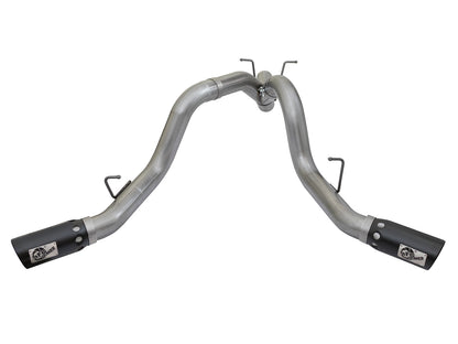 aFe Large Bore-HD 4 IN 409 Stainless Steel DPF-Back Exhaust System w/Dual Black Ti
