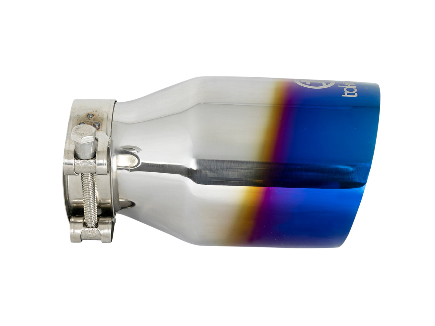 aFe Takeda 304 Stainless Steel Clamp-on Exhaust Tip Blue Flame - Rear, Edge Type Rolled