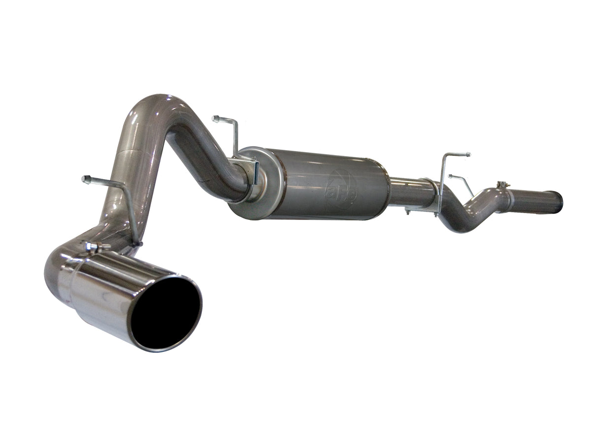 aFe Large Bore-HD 4 IN 409 Stainless Steel Cat-Back Exhaust System w/ Polished Tip - Chevy/GMC 2006-2007 6.6L
