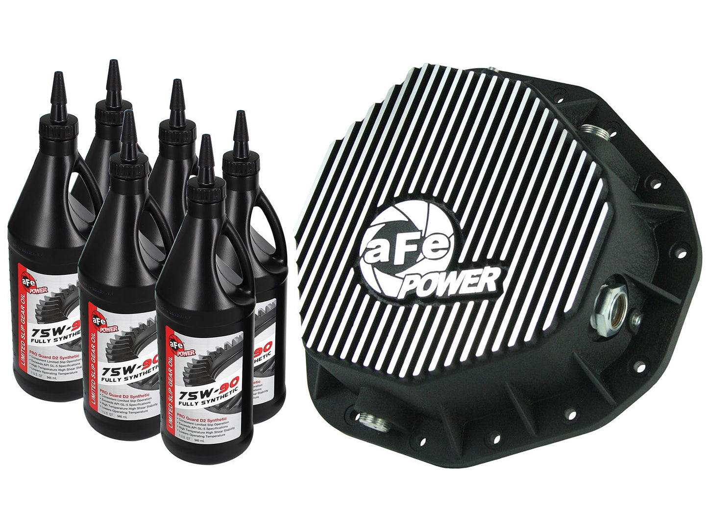 aFe Pro Series Rear Differential Cover Kit Black w/ Machined Fins & Gear Oil