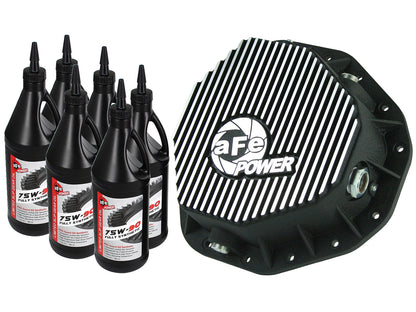 aFe Pro Series Rear Differential Cover Kit Black w/ Machined Fins & Gear Oil