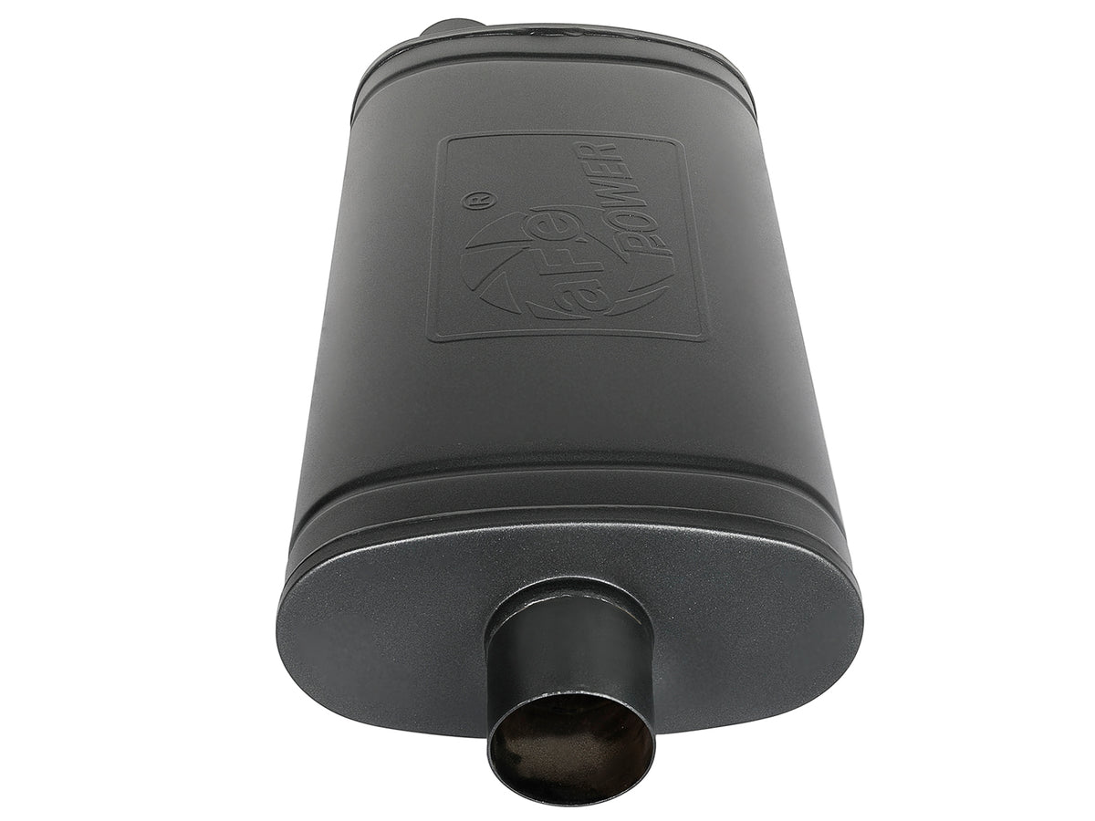 aFe MACH Force-Xp 409 Stainless Steel Muffler w/ High-Temp Metallic Black finish - Body Height 5 in, Body Length 22 in