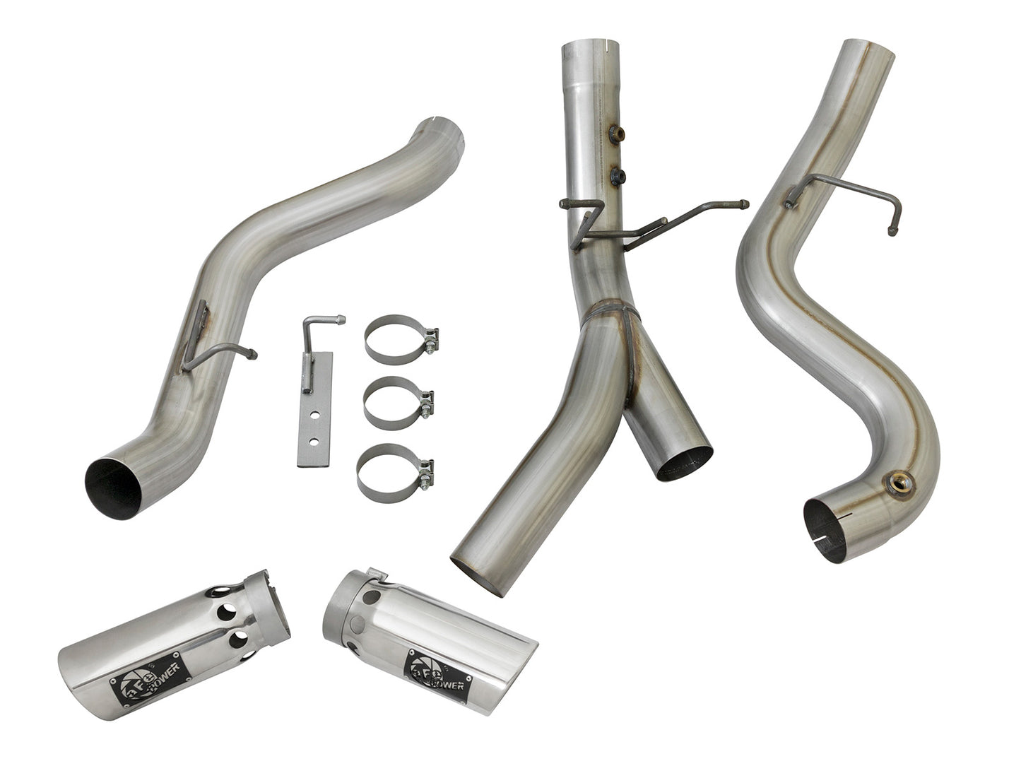 aFe ATLAS 4 IN Aluminized Steel DPF-Back Exhaust System w/ Polished Tip - Chevy/GMC 2017-2019 6.6L - 49-04086-P