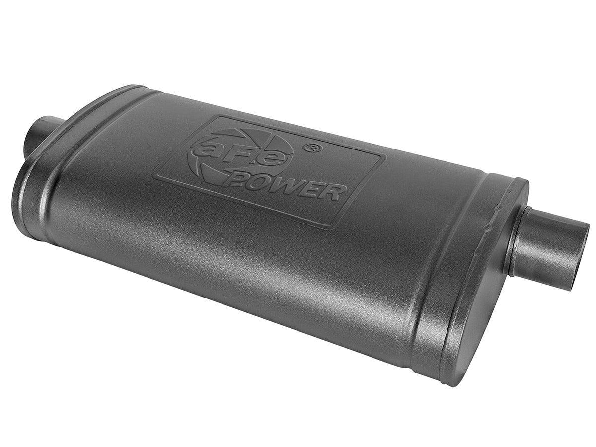 aFe MACH Force-Xp 409 Stainless Steel Muffler w/ High-Temp Metallic Black finish - Body Height 5 in, Body Length 22 in