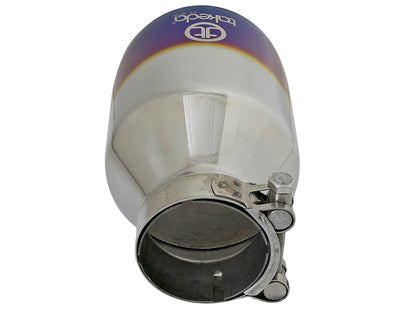 aFe Takeda 304 Stainless Steel Clamp-on Exhaust Tip Blue Flame - Rear, Edge Type Non-rolled