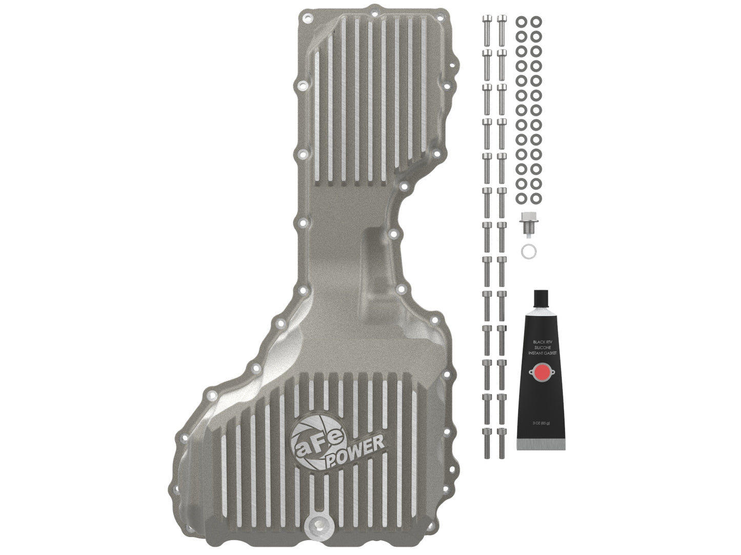 aFe Street Series Engine Oil Pan Raw w/ Machined Fins - Chevy/GMC 2020-2026 6.6L