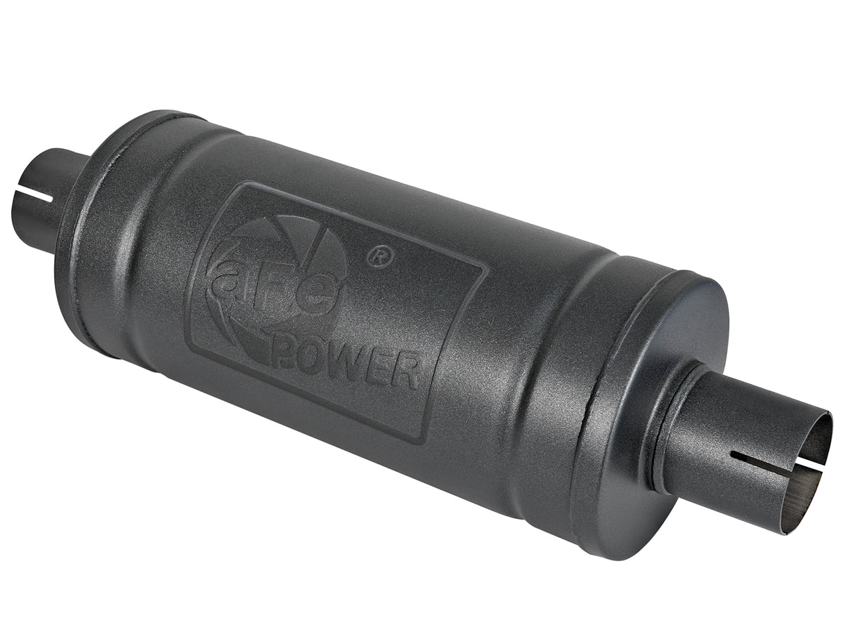 aFe MACH Force-Xp 409 Stainless Steel Muffler w/ High-Temp Metallic Black finish - Body Height 6 in, Body Length 14 in