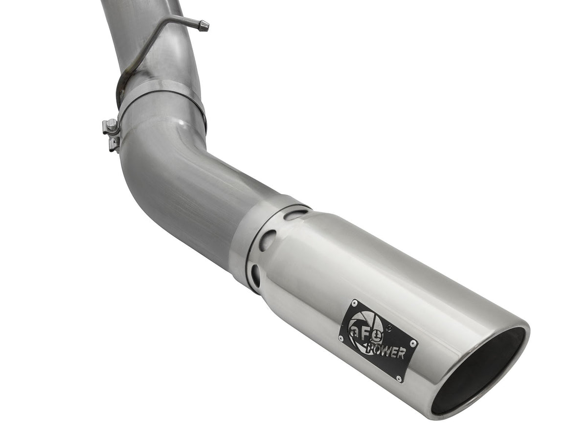 aFe Large Bore-HD 5 IN 409 Stainless Steel DPF-Back Exhaust System w/Polished Tip - Chevy/GMC 2016 6.6L
