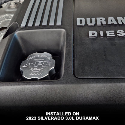 PPE 2001-2023 GM 6.6L/3.0L Duramax Billet Aluminum Engine Oil Filler Cap