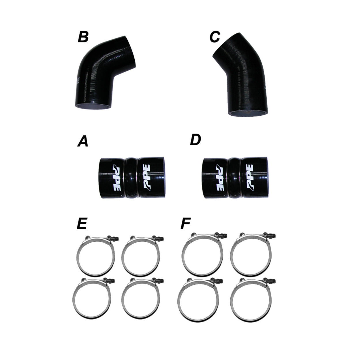 PPE LLY 04.5-05 Silicone And Clamp Kit Black
